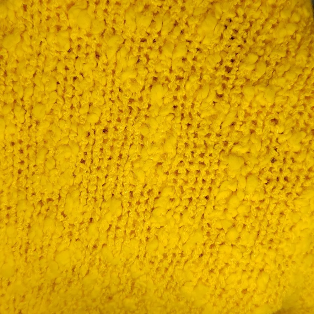 Vintage YarnWorks Womens Bubble Knit Sweater Size L Yellow 90s Preppy Classic